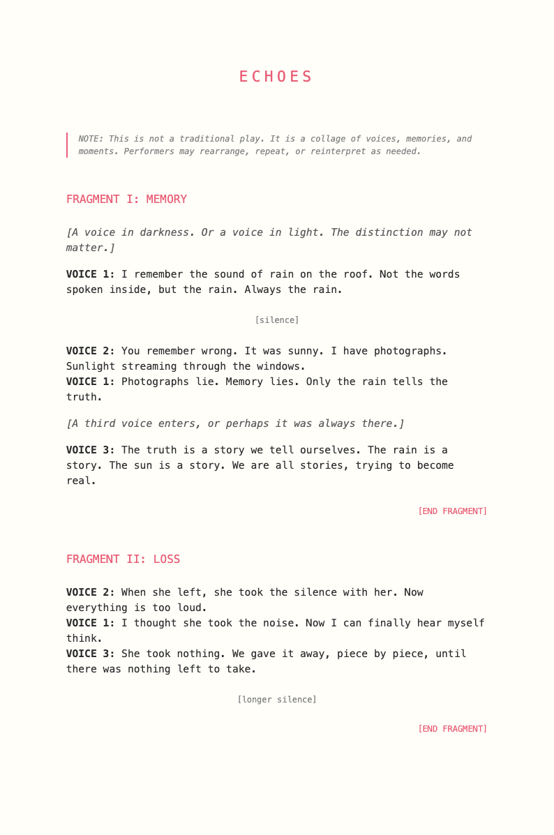 Fringe festival artistic stage play script